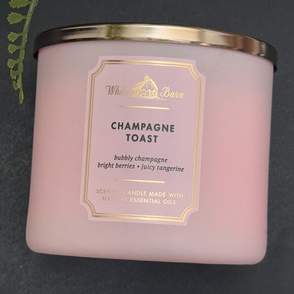BBW Champagne Toast White Barn Bath & Body Works 3 Wick Candle - Picture 5 of 10